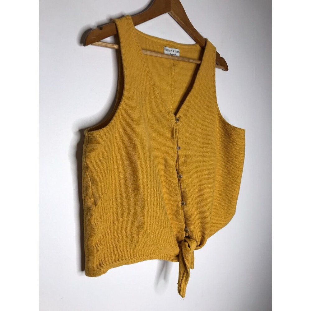 Madewell Texture & Thread Women’s Large Button Front Tie Tank Top Sleeveless - Picture 2 of 9